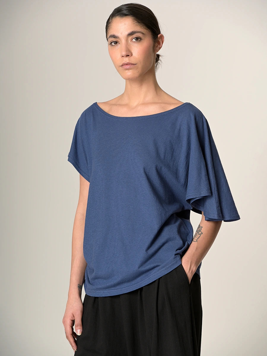 Hemp organic cotton asymmetric t-shirt - short