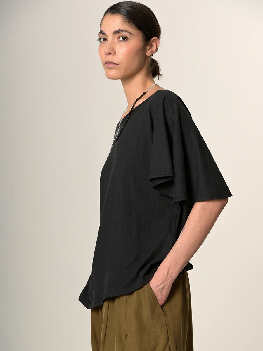 Hemp organic cotton asymmetric t-shirt - short