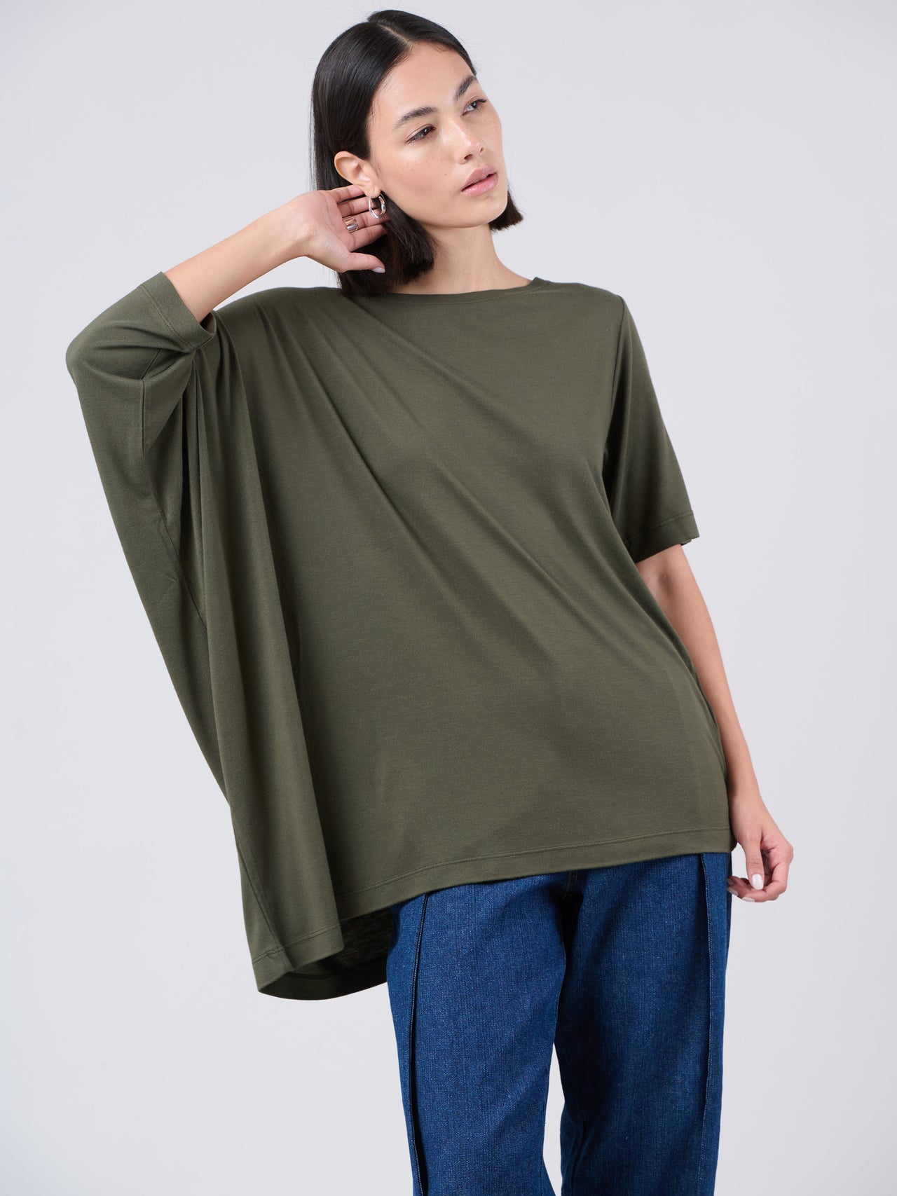 Short Sleeve Asymmetric Bamboo Jersey Top