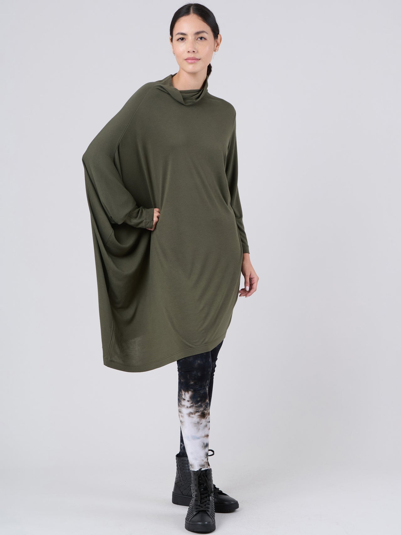 Long Sleeve Roll Neck Bamboo Jersey Tunic