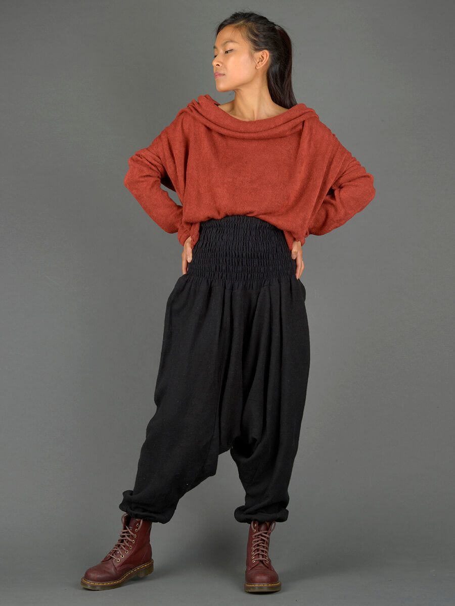 Sarouel laine noir uni | Forgotten Tribes - Vêtements ethniques - Urban Style