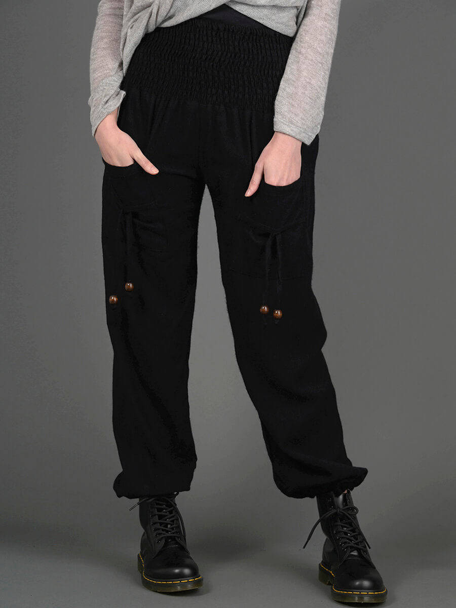 Pantalon bouffant laine noir uni