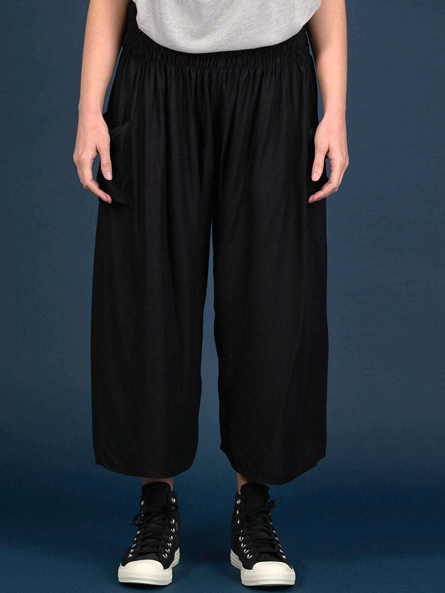 Pantalon court large - couleur unie