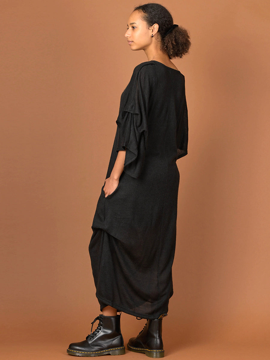 Relaxed-fit Asymmetric Dress with Tuck Details 