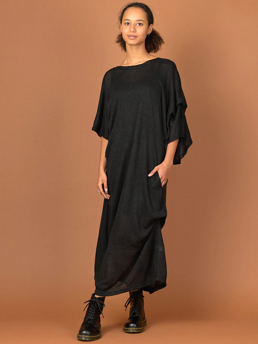 Relaxed-fit Asymmetric Dress with Tuck Details 